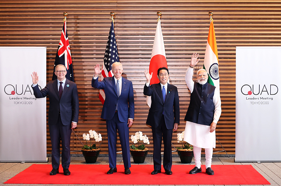 The four countries have been promoting practical cooperation in various fields to realize a Free and Open Indo-Pacific and concurred on the importance of making positive contributions to the region.