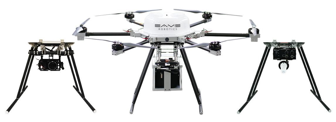 The main body and the unit can be separated, allowing the drone to be used for multiple purposes.
