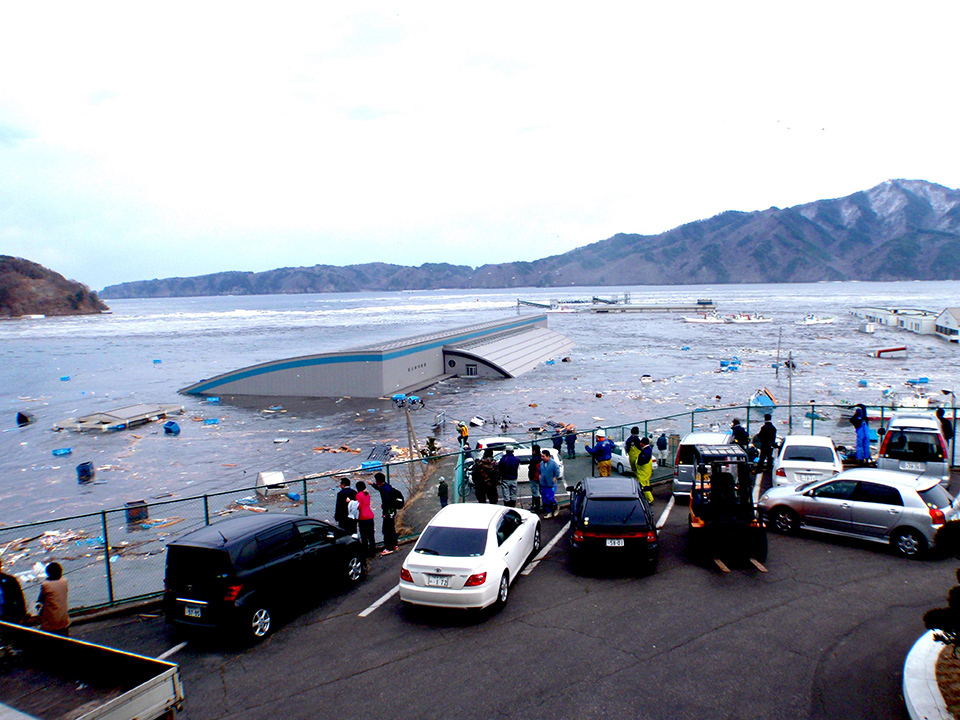 A view of Miyako’s fish market sank underwater at the time of the 2011 earthquake.