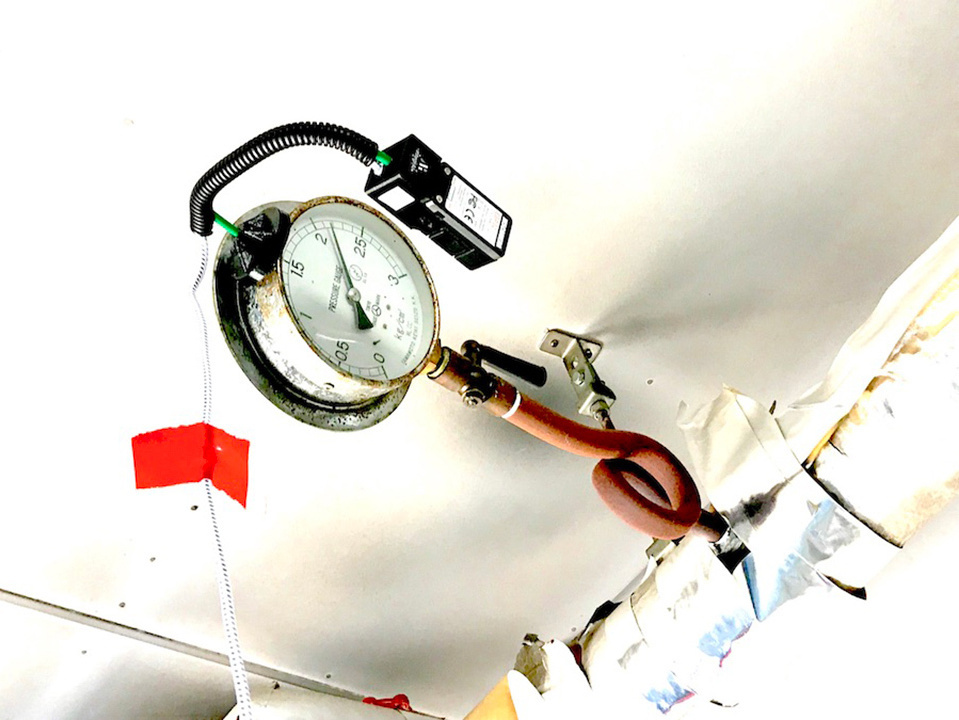A camera mounted onto an analogue meter.
