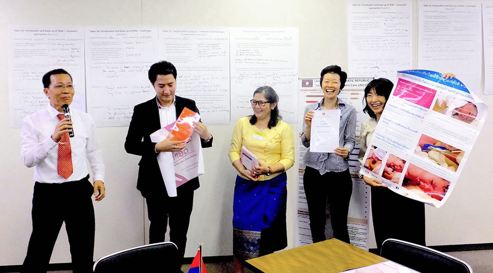 People form the Lao Ministry of Health are presenting “A Plan to Improve the  Quantity  and  Quality  of  Newborn  Care” at a conference held in Tokyo.