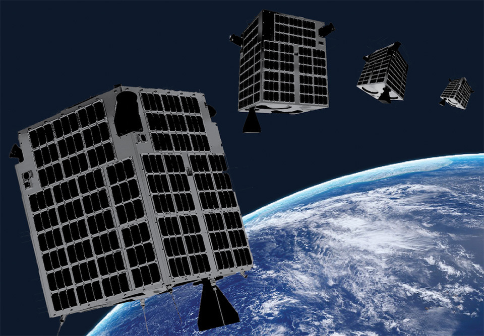 An illustration image of GRUS microsatellites in orbit, operated by Japanese startup, Axelspace.