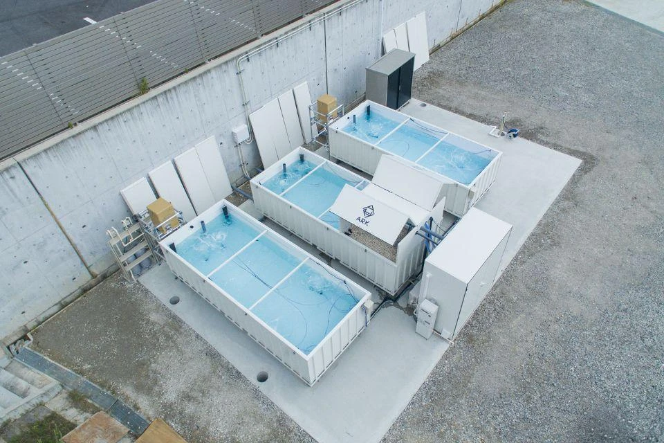 An aerial view of the Ark Zero land-based aquaculture system, which allows people to start producing in 6 months