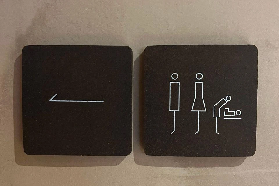 Examples of signs for interiors made from food and other waste