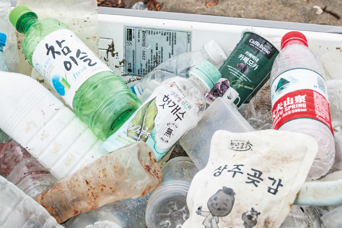 Much of the household garbage dumped into the sea in nearby countries floats over to Tsushima.