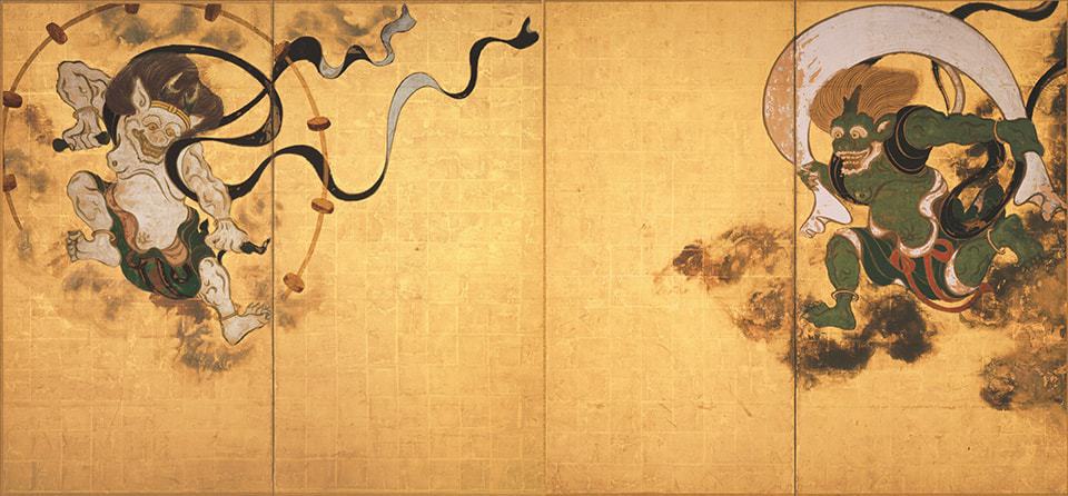 National Treasure, Wind and Thunder Gods, Tawaraya Soˉtatsu, Kennin-ji Kyoto, Edo period (17th Century)