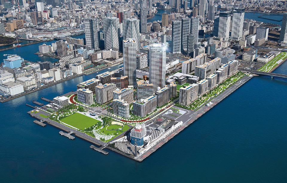 Active use of hydrogen energy for a sustainable Olympics and Paralympics. Above is a vision of the Olympic Village after the Tokyo 2020 Games.