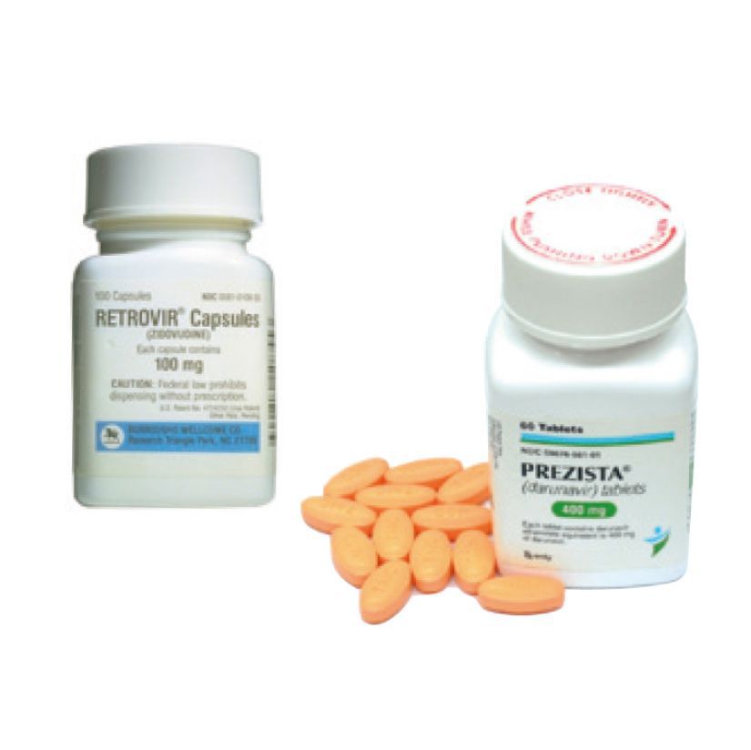 AZT (left), the first anti-HIV medication ever developed in the world. The second-generation drug darunavir (right), is the world’s first registered anti-HIV medication available for use by developing countries with patent royalties waived.