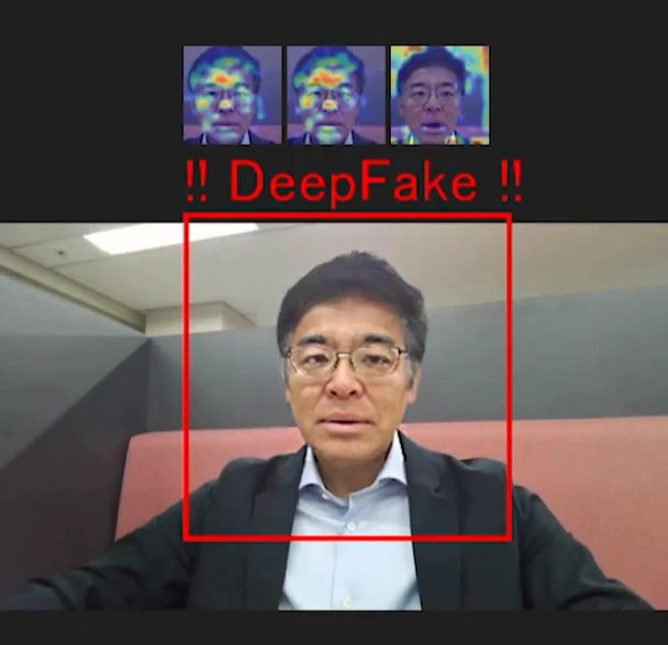 Example of technology detecting fake images of a man in video